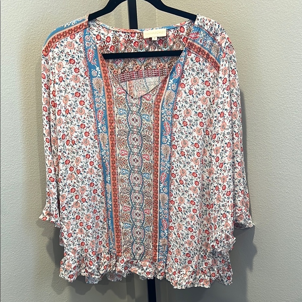 Cynthia Rowley White Cream Ruffled Blouse NWOT